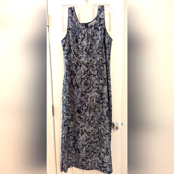 Vintage Sheri Martin Paisley Blue Sleeveless Zipper Back Tank Dress - Picture 1 of 5
